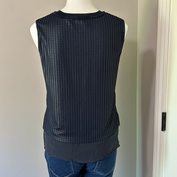 VINCE Mesh Lattice Overlay Silk Lined and Layered Tank Top Sleeveless Sz XS - Picture 6 of 14